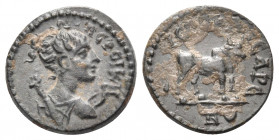 LYDIA. Hierocaesaraea. Pseudo-autonomous issue. (Bronze, 15 mm, 2.22 g, 6 h). ΠEΡСΙΚΗ Draped bust of Artemis Persica to right, with quiver over should...