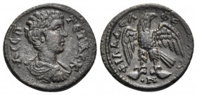 LYDIA. Philadelphia. Geta, as Caesar, 198-209. Assarion (Bronze, 20 mm, 4.07 g, 6 h). Λ CEΠ ΓETAC K Bare-headed, draped and cuirassed bust of Geta to ...