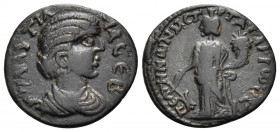 PHRYGIA. Peltae. Plautilla, Augusta, 202-205. (Bronze, 22 mm, 4.94 g, 6 h), struck under the strategos Tat. Arionos. ΠΛAΥTIΛ-ΛA CEB Draped bust of Pla...