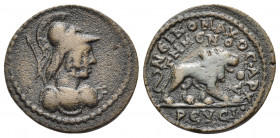 PHRYGIA. Temenothyrae. Pseudo-autonomous issue, time of Philip I, 244-249. 10 Assaria (Bronze, 21 mm, 4.96 g, 7 h), struck under the archon Nikomachos...