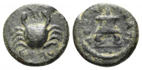 CILICIA. Mopsouestia-Mopsos. Pseudo-autonomous issue, time of Antoninus Pius to Commodus, 138-192. (Bronze, 14 mm, 2.86 g, 11 h), year 230. ET ΛϹ Crab...