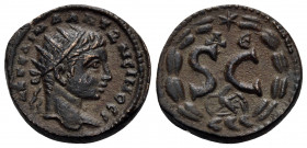 SYRIA, Seleucis and Pieria. Antioch. Elagabalus, 218-222. (Bronze, 21 mm, 6.90 g, 6 h). AYT KAI M A ANTΩNINOC C Radiate head of Elagabalus to right. R...