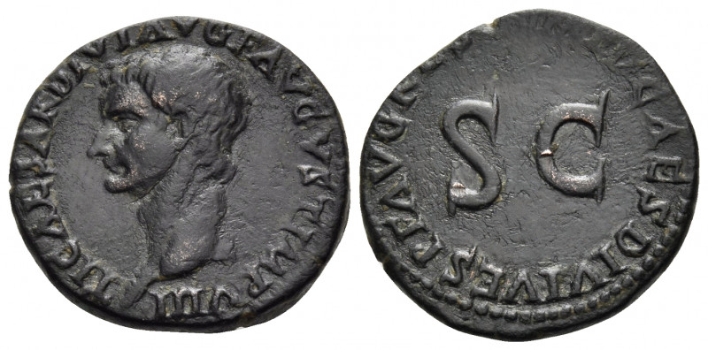 Tiberius, 14-37. As (Copper, 25 mm, 9.60 g, 7 h), restitution issue, struck unde...