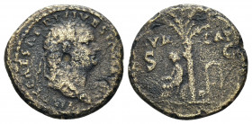 Titus, 79-81. Semis (Orichalcum, 18 mm, 3.82 g, 6 h), Judaea Capta issue, uncertain mint (in Thrace or Bithynia?), 80-81. IMP T CAESAR DIVI VESPAS F A...