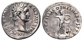 Domitian, 81-96. Denarius (Silver, 18 mm, 3.44 g, 6 h), Rome, 88. IMP CAES DOMIT AVG GERM P M TR P VII
 Laureate head of Domitian to right. Rev. IMP X...
