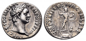 Domitian, 81-96. Denarius (Silver, 18 mm, 3.65 g, 6 h), Rome, 95. IMP CAES DOMIT AVG GERM P M TR P XIIII Laureate head of Domitian to right. Rev. IMP ...