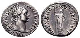 Domitian, 81-96. Denarius (Silver, 18.5 mm, 3.54 g, 6 h), Rome, 95-96. IMP CAES DOMIT AVG GERM P M TR P XV Laureate head of Domitian to right. Rev. IM...