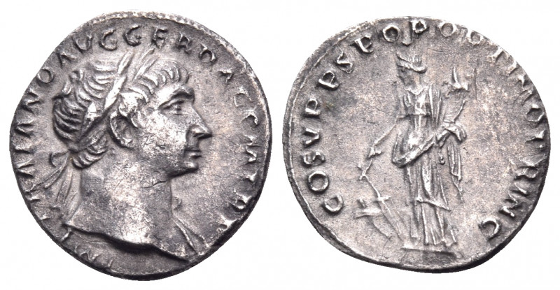 Trajan, 98-117. Denarius (Silver, 18 mm, 2.98 g, 7 h), Rome, circa 107-108. IMP ...