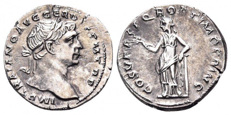 Trajan, 98-117. Denarius (Silver, 19 mm, 3.13 g, 7 h), Rome, circa 110. IMP TRAI...