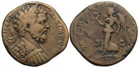 Septimius Severus, 193-211. Sestertius (Bronze, 29 mm, 21.27 g, 12 h), Rome, 196. L SEPT SEV PERT AVG IMP VIII Laureate and cuirassed bust of Septimiu...