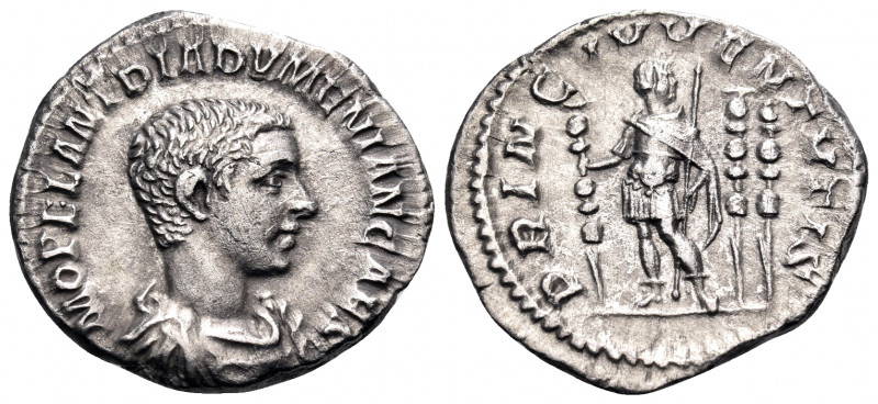 Diadumenian, as Caesar, 217-218. Denarius (Silver, 19 mm, 2.85 g, 6 h), Rome, la...