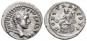 Elagabalus, 218-222. Denarius (Silver, 20 mm, 2.86 g, 7 h), Antioch, 218-219. ANTONINVS PIVS FEL AVG Laureate, draped and cuirassed bust of Elagabalus...