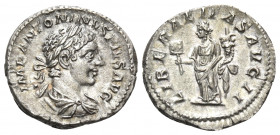 Elagabalus, 218-222. Denarius (Silver, 19.5 mm, 3.31 g, 12 h), Rome, 219-220. IMP ANTONINVS PIVS AVG Laureate and draped bust of Elagabalus to right. ...