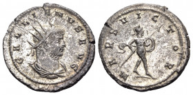 Gallienus, 253-268. Antoninianus (Billon, 22.5 mm, 4.25 g, 11 h), Antioch, 264-265. GALLIENVS AVG Radiate, draped and cuirassed bust of Gallienus to r...