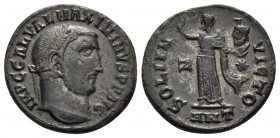 Maximinus II, as Augustus, 309-313. Follis (Billon, 20.5 mm, 4.62 g, 12 h), Antioch, 312. IMP C GAL VAL MAXIMINVS P F AVG Laureate head of Maximinus t...
