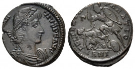 Constantius II, 337-361. Centenionalis (Bronze, 22 mm, 5.53 g, 5 h), Antioch, 10th officina (I), 350-355. D N CONSTAN-TIVS P F AVG Pearl-diademed, dra...
