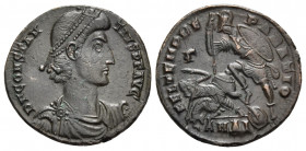 Constantius II, 337-361. Centenionalis (Bronze, 22 mm, 4.60 g, 4 h), Antioch, 14th officina (ΔΙ), 350-355. D N CONSTAN-TIVS P F AVG Pearl-diademed, dr...
