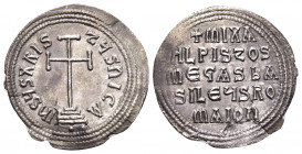 Michael III "the Drunkard", 842-867. Miliaresion (Silver, 24 mm, 2.04 g, 1 h), Constantinople, 821-829. IhSЧS XRIS-tЧS nICA Cross potent on base and t...