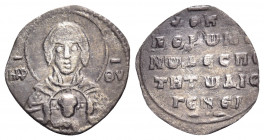 Romanus IV Diogenes, 1068-1071. 2/3 Miliaresion (Silver, 17 mm, 0.86 g, 6 h), Constantinople. MP - ΘV Bust of the Virgin facing, nimbate, wearing pall...