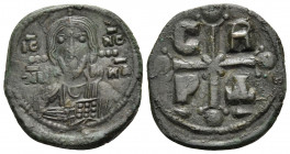 Romanus IV Diogenes, 1068-1071. Follis (Bronze, 25.5 mm, 7.38 g, 6 h), Class II, Constantinople. IC/NI-XC/KA Bust of Christ facing, wearing tunic and ...