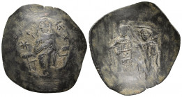 Manuel I Comnenus, 1143-1180. Aspron Trachy (Billon, 30 mm, 3.08 g, 6 h), Constantinople, c. 1167-1183(?). IC - XC Christ Pantokrator enthroned facing...
