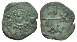 Manuel I Comnenus, 1143-1180. Half Tetarteron (Bronze, 16 mm, 1.12 g, 6 h), uncertain mint. Crowned bust of Michael facing, holding labarum in right h...