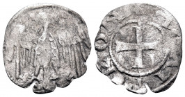 Politikon Coinage, circa 1320-1350. Tornese (Silver, 16 mm, 0.40 g, 12 h), Constantinople. Double headed eagle. Rev. +ΠOΛITIKON Cross pattée. LPC 9. S...