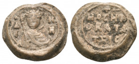BYZANTINE SEALS. Joseph Vatatzes (Batatzes), Circa 12th century. Seal or Bulla (Lead, 15 mm, 3.74 g, 12 h). O / Δ/I-M/H Nimbate draped and cuirase bus...