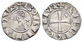 CRUSADERS. Antioch. Bohémond III, 1163-1201. Denier (Billon, 17 mm, 0.83 g, 2 h). + BOANVNDVS Helmeted bust of Bohemond III to left, wearing chain mai...