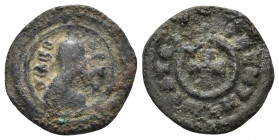 AXUM. Time of Ezanas, Circa 359-380. Lepton (Copper, 14.5 mm, 1.30 g), Anonymous. BACI - ΛEYC Draped bust to right, wearing headcloth; within several ...