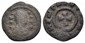 AXUM. Time of Ezanas, Circa 350-380. Lepton (Copper, 13 mm, 0.79 g), Anonymous. BACI - ΛEYC Draped bust to right, wearing headcloth; within several ci...