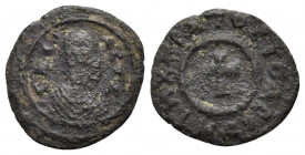 AXUM. Time of Ezanas, Circa 359-380. Lepton (Copper, 14 mm, 0.85 g), Anonymous. BACI - ΛEYC Draped bust to right, wearing headcloth; within several ci...