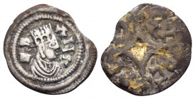 AXUM. Ebana, Circa 460-480. (Silver, 15 mm, 0.59 g). EBΛNΛ crowned and draped bust to right; within several circular borders. Rev. BCΛCIΛEY cross-cros...