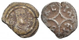 AXUM. Ebana, circa 460-480. Argyros (Silver, 13 mm, 0.46 g, 3 h). EBΛNΛ Crowned and draped bust to right, within double circular border. Rev. BC-ΛC-IΛ...