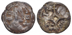 AXUM. Ebana, Circa 460-480. (Silver, 14 mm, 0.57 g). EBΛNΛ crowned and draped bust to right; within several circular borders. Rev. BCΛCIΛEY cross-cros...