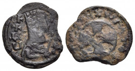 AXUM. Anonymous, circa 460-480. Lepton (Copper, 15.5 mm, 1.09 g), Time of Ebana. CΛX ΛCΛ Crowned and draped bust to right, holding long cross. Rev. TO...