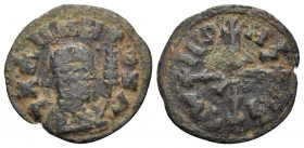 AXUM. Wazen Agad (Ella Gabaz), Circa 550-570. Lepton (Copper, 18 mm, 1.06 g). LAHZBZJDL ("may this please the peoples" in Ge'ez) Draped bust to right,...