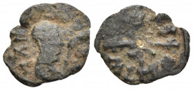 AXUM. Wazen Agad (Ella Gabaz), Circa 550-570. Lepton (Copper, 16 mm, 0.79 g). LAHZBZJDL ("may this please the peoples" in Ge'ez) Draped bust to right,...