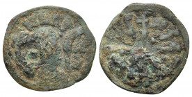 AXUM. Wazen Agad (Ella Gabaz), Circa 550-570. Lepton (Copper, 18 mm, 1.37 g). LAHZBZJDL ("may this please the peoples" in Ge'ez) Draped bust to right,...