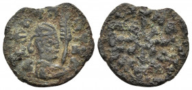 AXUM. Wazen Agad (Ella Gabaz), Circa 550-570. Lepton (Copper, 17 mm, 1.21 g). LAHZBZJDL ("may this please the peoples" in Ge'ez) Draped bust to right,...
