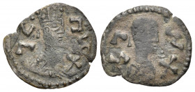AXUM. Gersem, circa 570-590. Argyros (Silver, 15 mm, 0.66 g, 8 h). GR SM ("Gersem" in Ge'ez) Crowned and draped bust to right, holding long cross. Rev...