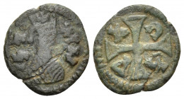 AXUM. Joel, circa 600. Lepton (Copper, 14 mm, 1.01 g). NG-S ("King" in Ge'ez) Crowned and draped bust to right; within crown, cross; before head, cros...