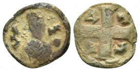 AXUM. Joel, circa 600. Lepton (Copper, 13 mm, 0.77 g). NG-S ("King" in Ge'ez) Crowned and draped bust to right; within crown, cross; before head, cros...
