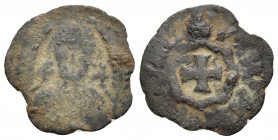 AXUM. Hethasas, Circa 610-630. Lepton (Copper, 16 mm, 0.73 g). Draped bust facing, wearing headcloth and pendants, cross above, flanked by wheat stalk...