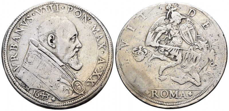 ITALY. Papal States. Urban VIII (Maffeo Vincenzo Barberini), 1623-1644. Piastra ...