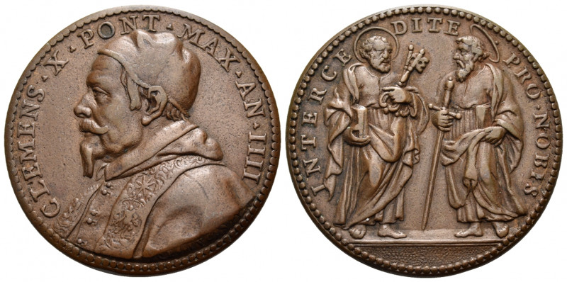 ITALY. Papal States. Clement X (Emilio Bonaventura Altieri), 1670-1676. Medal (B...