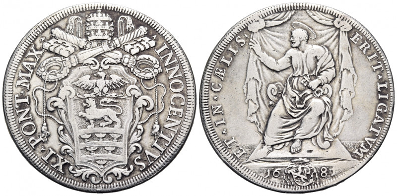 ITALY. Papal States. Innocent XI (Benedetto Odescalchi), 1676-1689. Piastra (Sil...