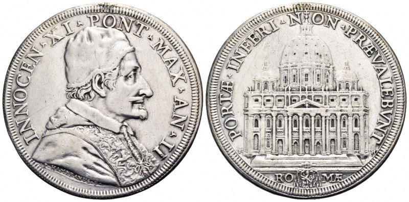 ITALY. Papal States. Innocent XI (Benedetto Odescalchi), 1676-1689. Piastra (Sil...