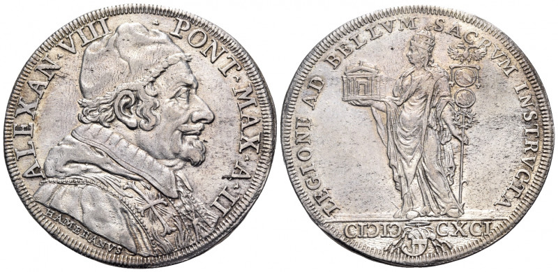 ITALY. Papal States. Alexander VIII (Pietro Vito Ottoboni), 1689-1691. Piastra (...