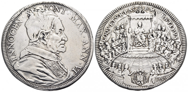 ITALY. Papal States. Innocent XII (Antonio Pignatelli), 1691-1700. Piastra (Silv...